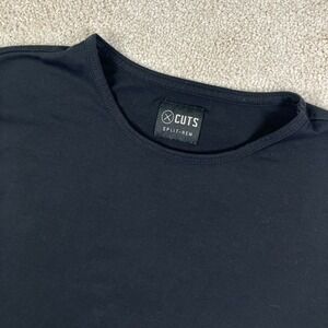 Cuts Mens XL T-Shirt Black Pyca Pro Split Hem Short Sleeve Crew Neck Tee